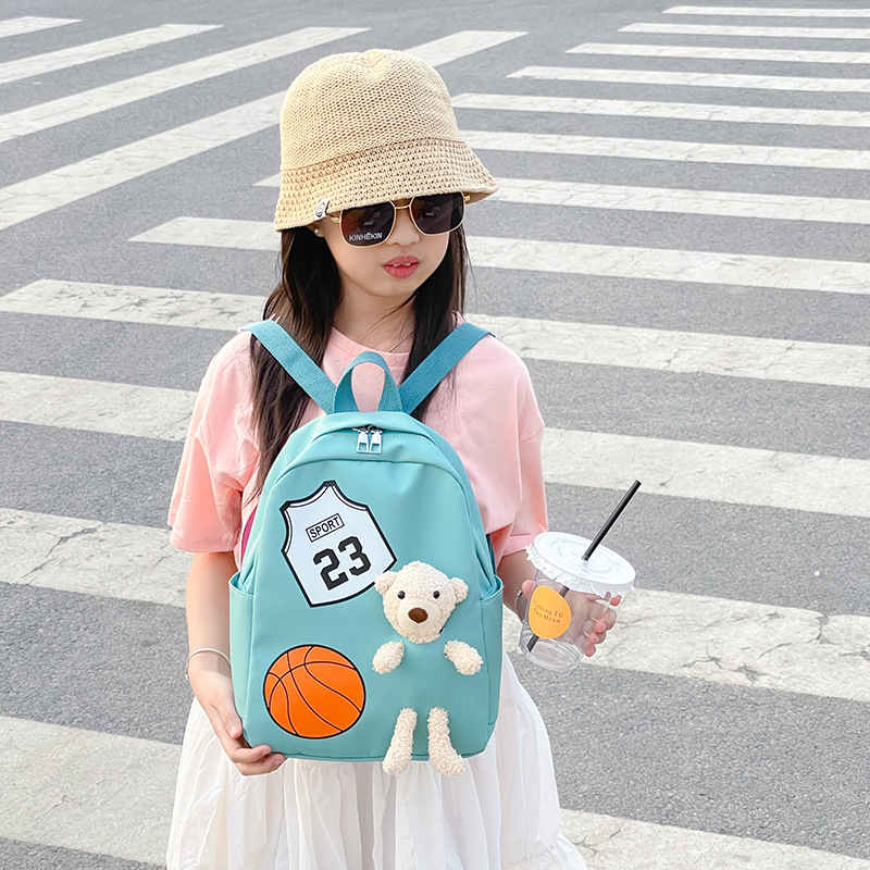 2022 Korean Style Children's Schoolbag Cartoon Cute Bear Nylon Backpack Kindergarten Boys and Girls Lightweight Small Backpack