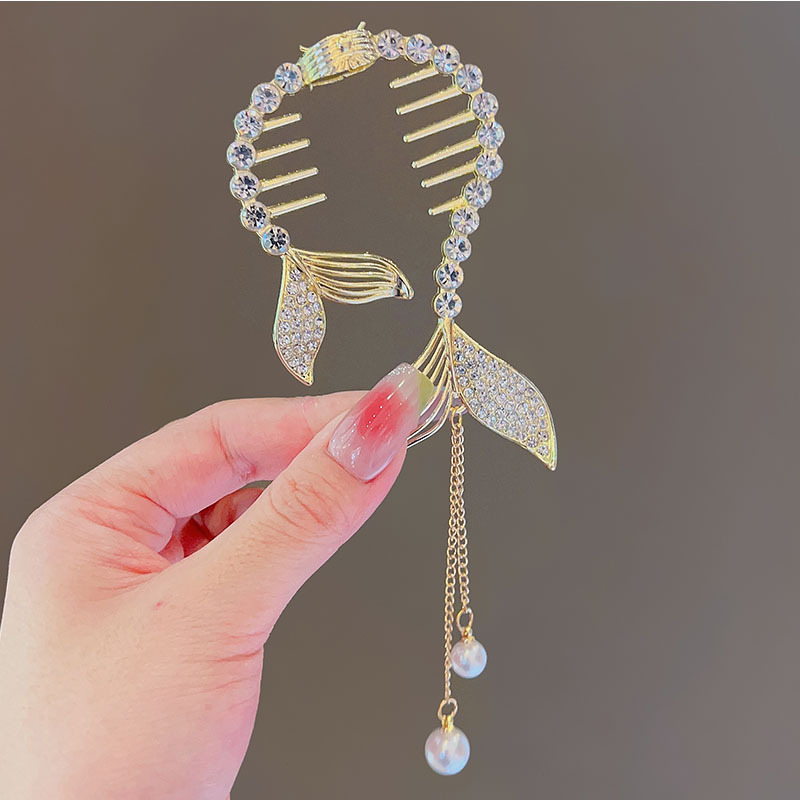 Antique Style Lily Tassel Hairpin Bun Fixed Gadget Grip Female High Sense Hair Clip Half Tie Updo Hair Claw