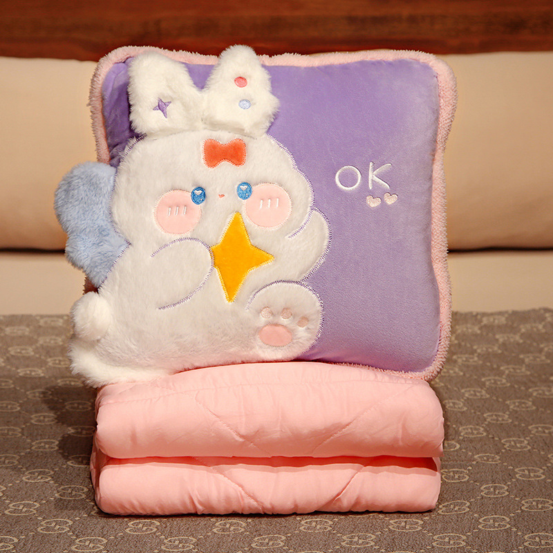 Rabbit Pillow Blanket Office Air Conditioner Quilt Car and Sofa Pillow Blanket Sub-Dual-Use Two-in-One Car Pillow Blanket