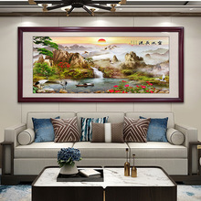 2023年新款客厅挂画流水生财沙发背景墙装饰中国风大气壁画办公室