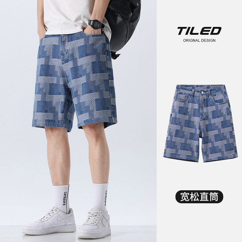 2024夏季新款薄款牛仔短裤宽松透气男士五分裤jeans shorts men