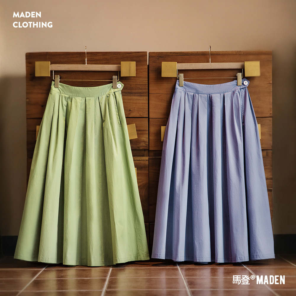 马登秋日慢人风百褶伞裙日系A字工装裙温柔浅秋系多巴胺半身裙女
