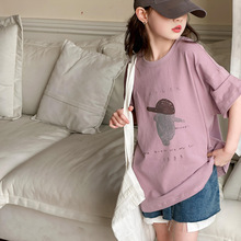 女童短袖t恤夏季2024新款儿童洋气时髦夏装中大童韩版打底衫上衣