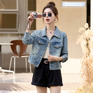 女装女士牛仔外套2024春装新款韩版宽松夹克上衣 z7701