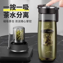 磁弹泡茶杯新款茶水分离杯男士运动水杯便携防摔大容量水壶