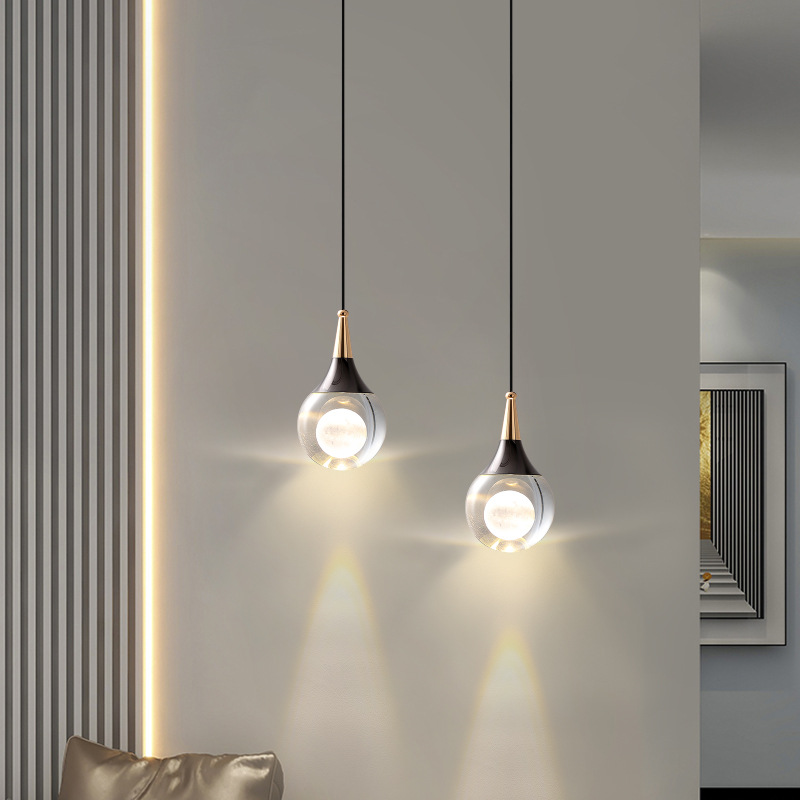 Bedroom Bedside Chandelier Modern Simple and Light Luxury Dining-Room Lamp Design Sense Long Line Small Droplight Living Room Wall Light Bulb