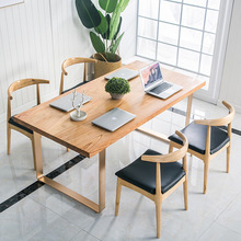 实用办公桌 简约实木电脑桌 长方形桌椅组合 时尚餐厅咖啡厅餐桌