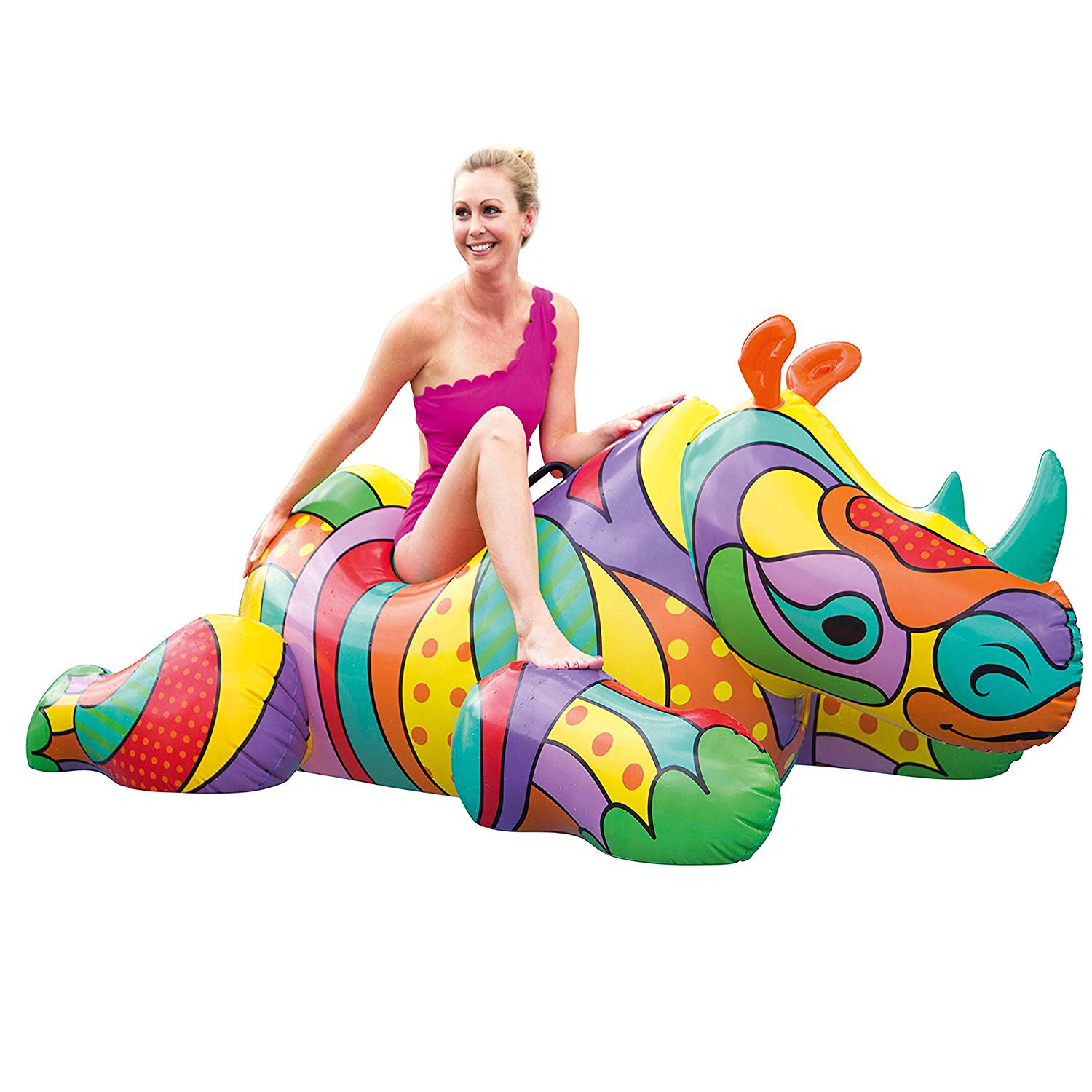 新款pvc充气犀牛坐骑水上玩具加厚成人犀牛浮排水上充气动物直销