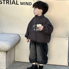 加绒卫衣男童2023冬季新款韩版儿童复合一体加绒加厚保暖套头外套