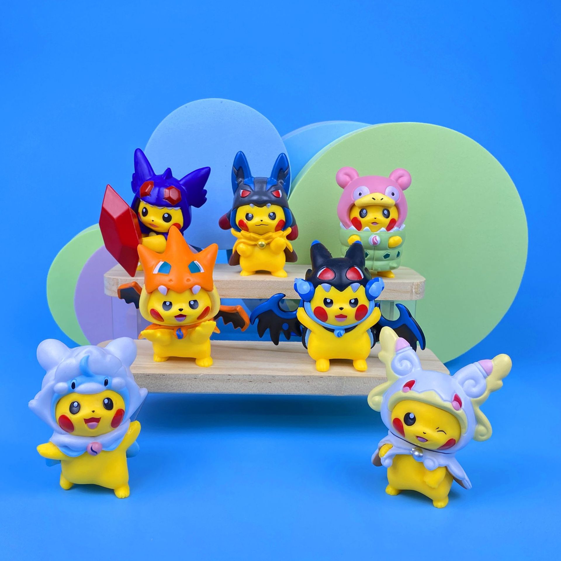 6 Pieces of Cross-Dressing Pikachu Doll Spot Goods Psyduck Pokémon Pokemon Hand-Made Gifts for Boys