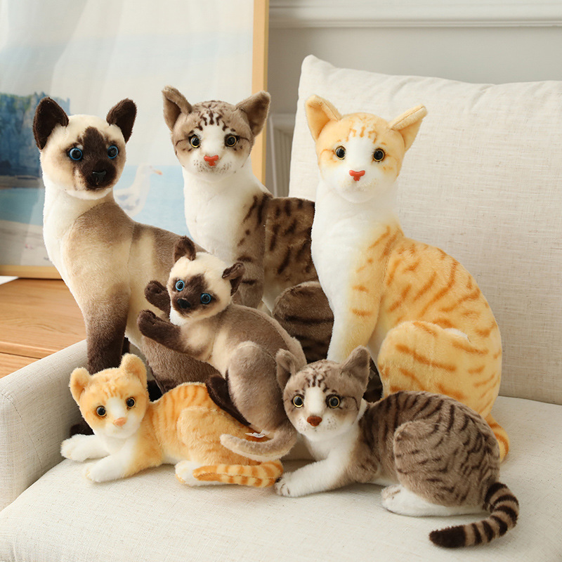 3d仿真猫毛绒玩具猫咪玩偶公仔布娃娃趴姿坐姿猫摆件礼物宠物玩具