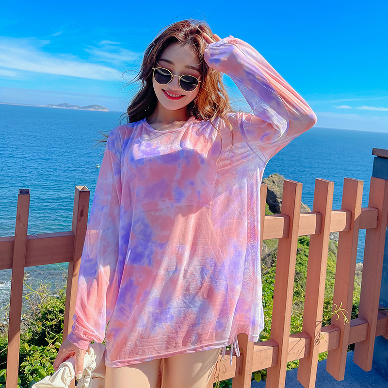 2021 New Swimsuit Women's Split Bikini Sexy Long Sleeve Sun Protection Student Conservative Blouse Three-Piece Set Hot Spring Clothing