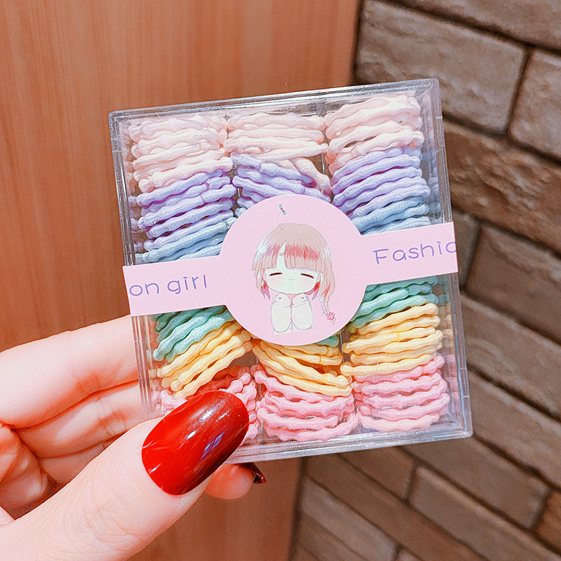 Boxed Children's Hair Rope Girls' Hair Band Little Girl's Rubber Band Baby Hair Tie Does Not Hurt Hair Thumb Hair Ring