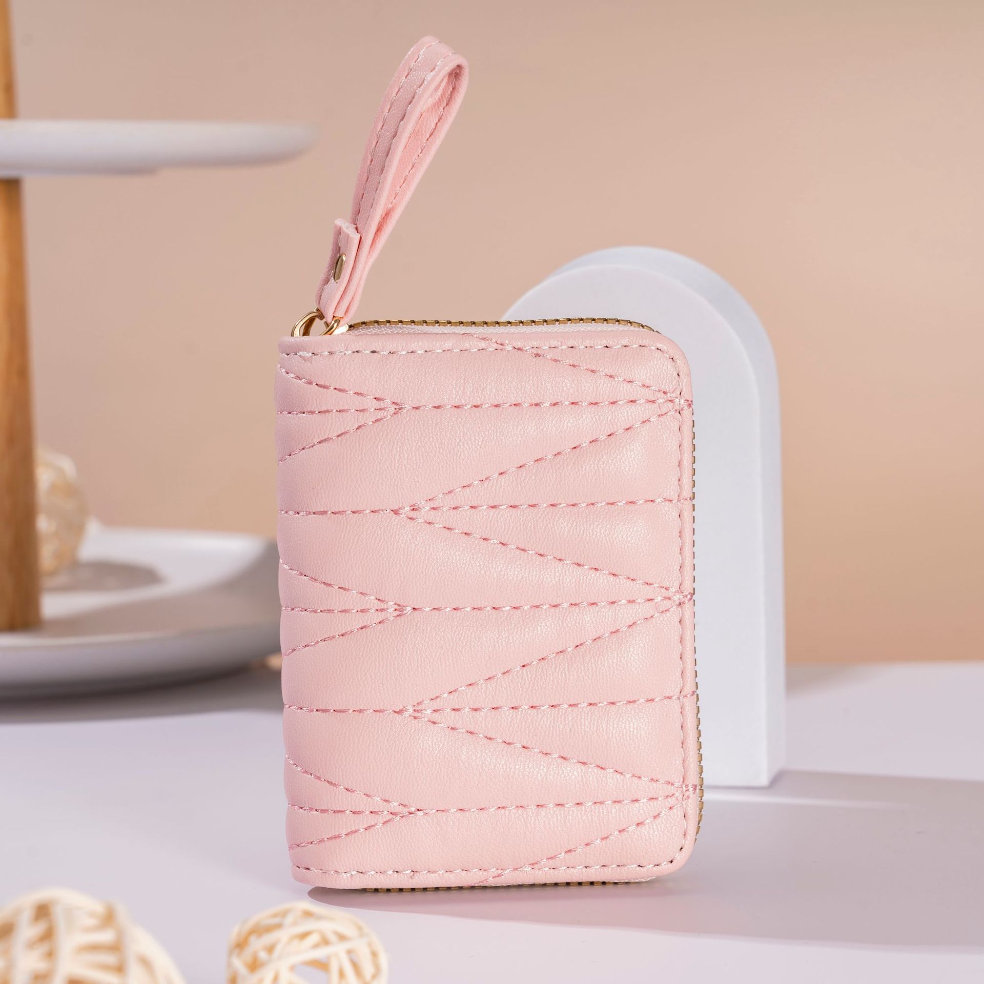 New Embroidery Thread Macaron Candy Color Classic Style Women's Expanding Card Holder Student Coin Purse Credit Card Storage Bag