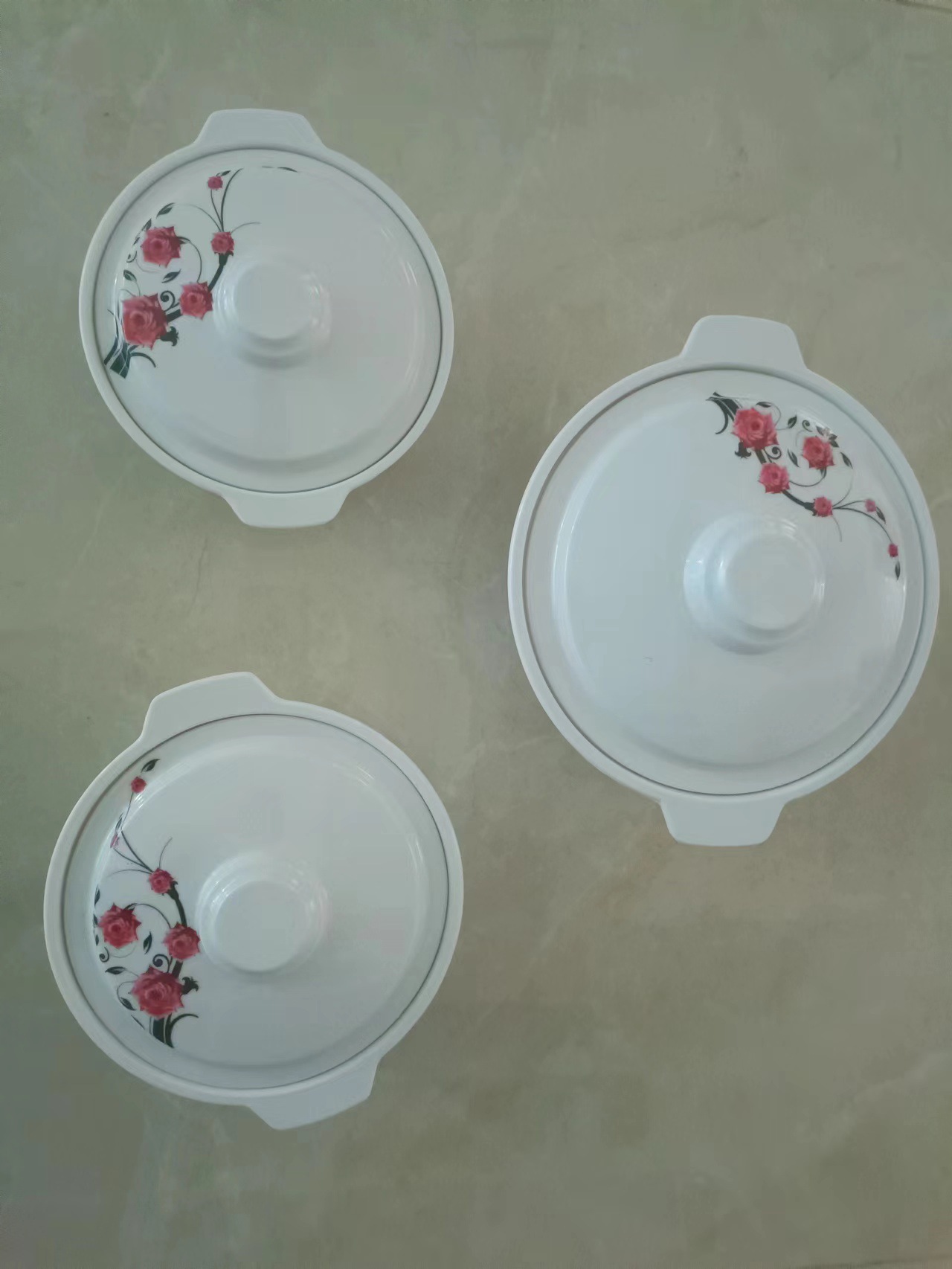 Plastic Imitation Porcelain Melamine Tureen 7 8 9-Inch White Yellowish Brown Bowl Tureen