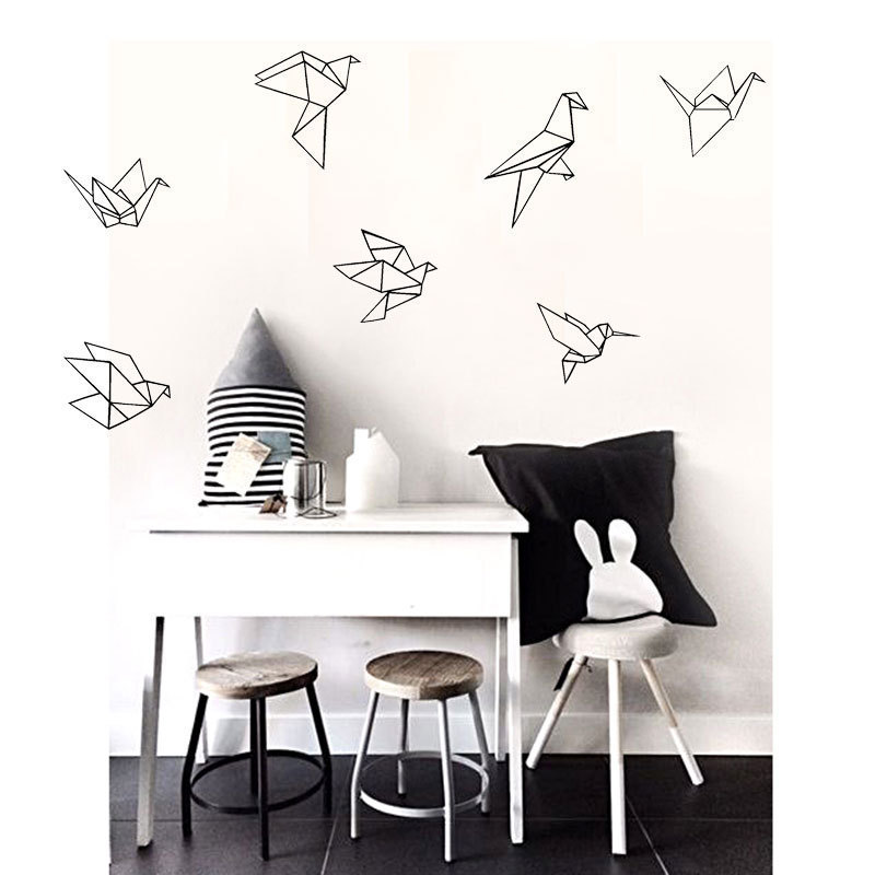 精雕墙贴纸千纸鹤创意儿童房客厅卧室背景装饰画厂家批发