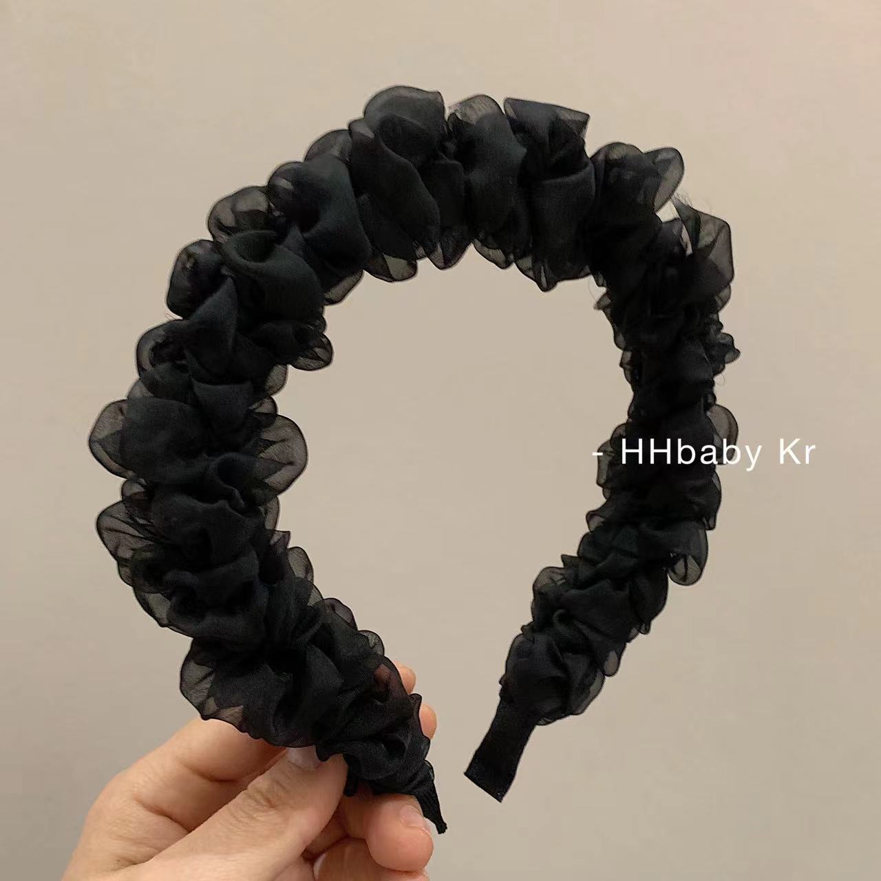 Korean Style Early Spring Fairy Beautiful Hair Accessories Temperament Mesh Pleated Headband Women's High Skull Top Face Washing out Headband Makes Face Look Smaller