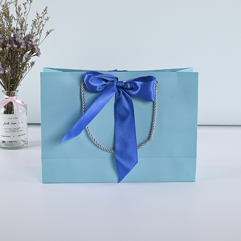 现货方形丝带款手提纸袋定制礼品礼物服装店衣服女装包装袋印logo