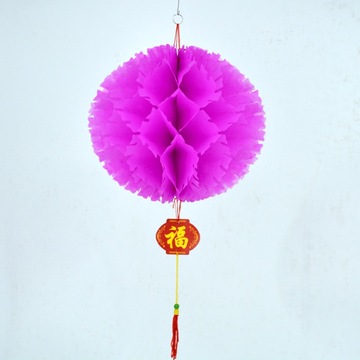 彩色纸灯笼 大红塑料纸折叠小灯笼挂饰幼儿园刺球蜂窝圆灯笼装饰