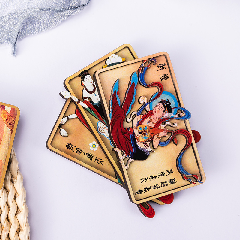 敦煌飞天冰箱贴木质立体磁铁莫高窟文创旅游纪念品博物馆机场居家