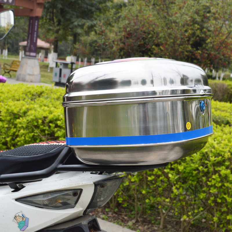 摩托车尾箱不锈钢加厚踏板车工具箱电瓶车特大储物箱电动车后备箱