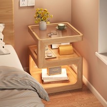 叁格木实木床头柜简约现代小户型床头置物架简易家用卧室床边柜子