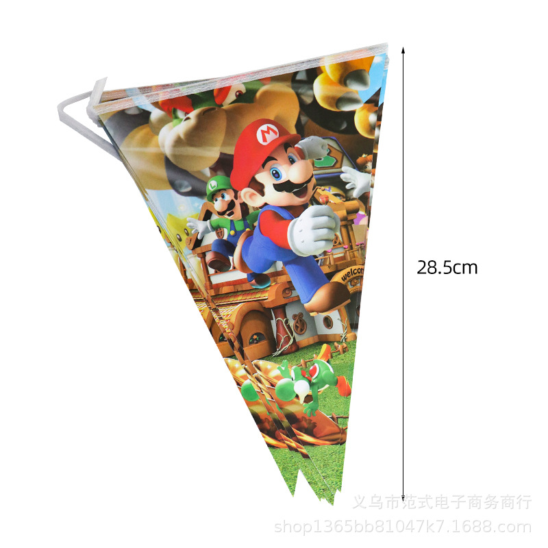 Mario Party Supplies Paper Pallet Paper Cup Tissue Rice Flower Box Tablecloth Candy Box 9-Inch Plate Pennant Gift Bag