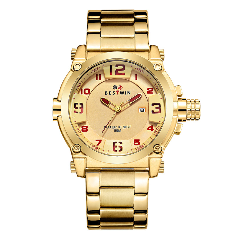 bestwin网红男士机车手表男抖音防水大表盘石英日历男表6770-阿里巴巴