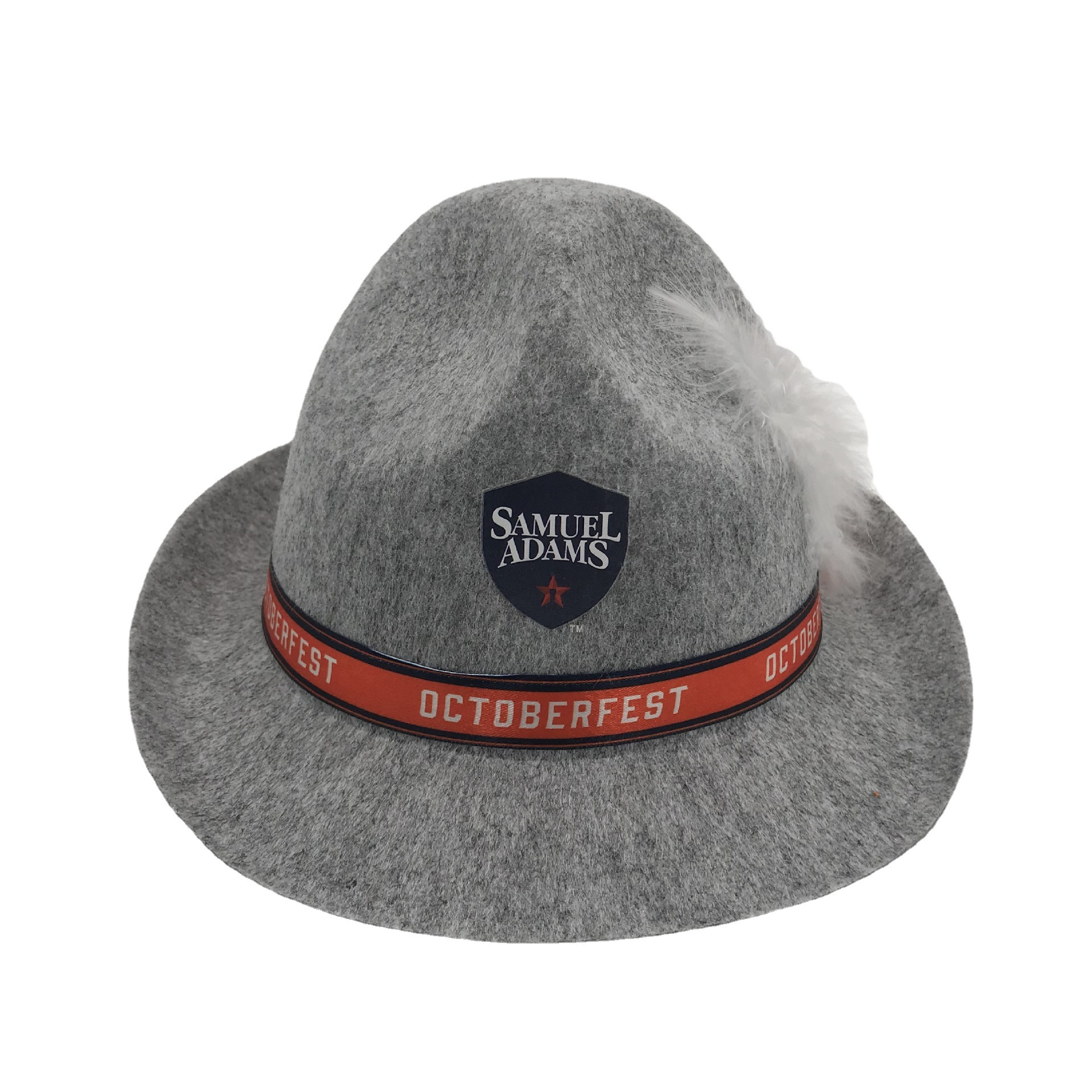 厂家批发跨境专供促销帽凹顶广告礼帽涤纶毛毡羽毛印刷丝带帽子