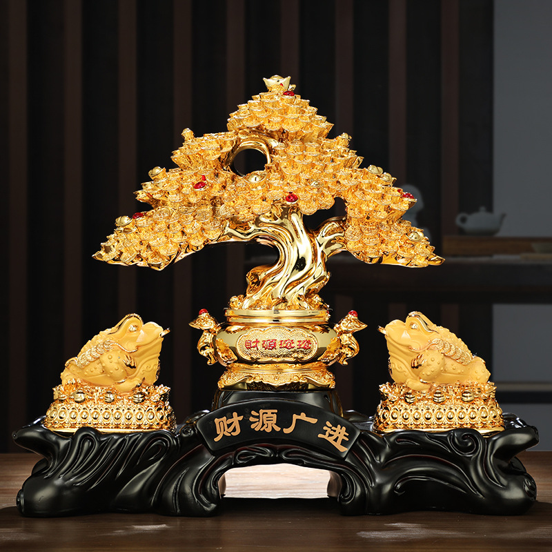 金蟾招财树摆件财源广进发财树摇钱树工艺品玄关客厅公司店铺礼品