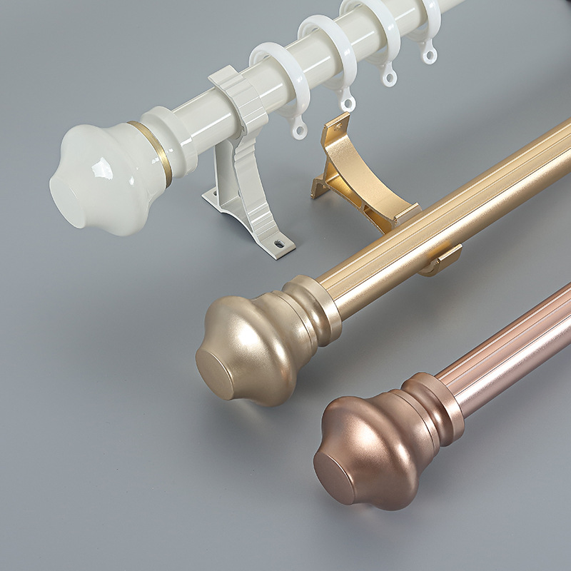 32mm大口径加厚窗帘杆新中式罗马杆单双杆铝合金窗帘轨道窗帘配件