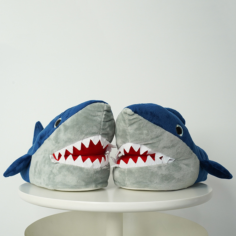 Cross-Border Shark Doll Cute Shark All-Inclusive Soft Bottom Shark Thermal Home Shoes in Stock Plush Toy
