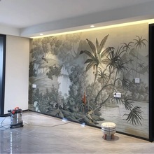东南亚热带雨林壁纸客厅沙发美式电视背景墙布无纺布公寓无缝壁画