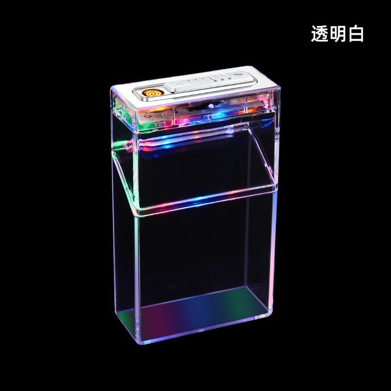 Personalized Transparent Light Cigarette Box with Cigarette Lighter 20 PCs Thick Smoke Men's Whole Pack of Cigarette Box Sealed Moisture-Proof Cross-Border