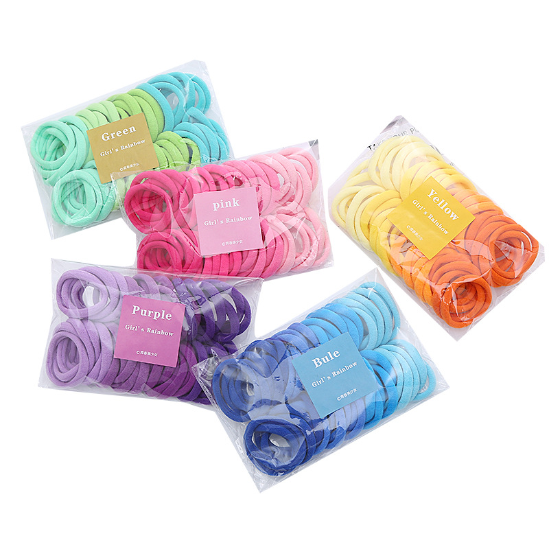 2022 Korean Style Spring New Hair Seamless Towel Ring High Elastic Basic Style Gradient Hair Ring 50pcs/Bag Hair Ring