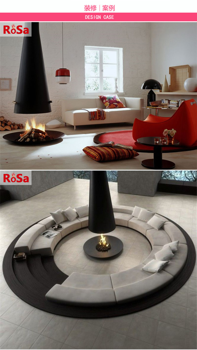 异形吊装真火家用燃木柴取暖别墅民宿客厅悬挂式壁炉