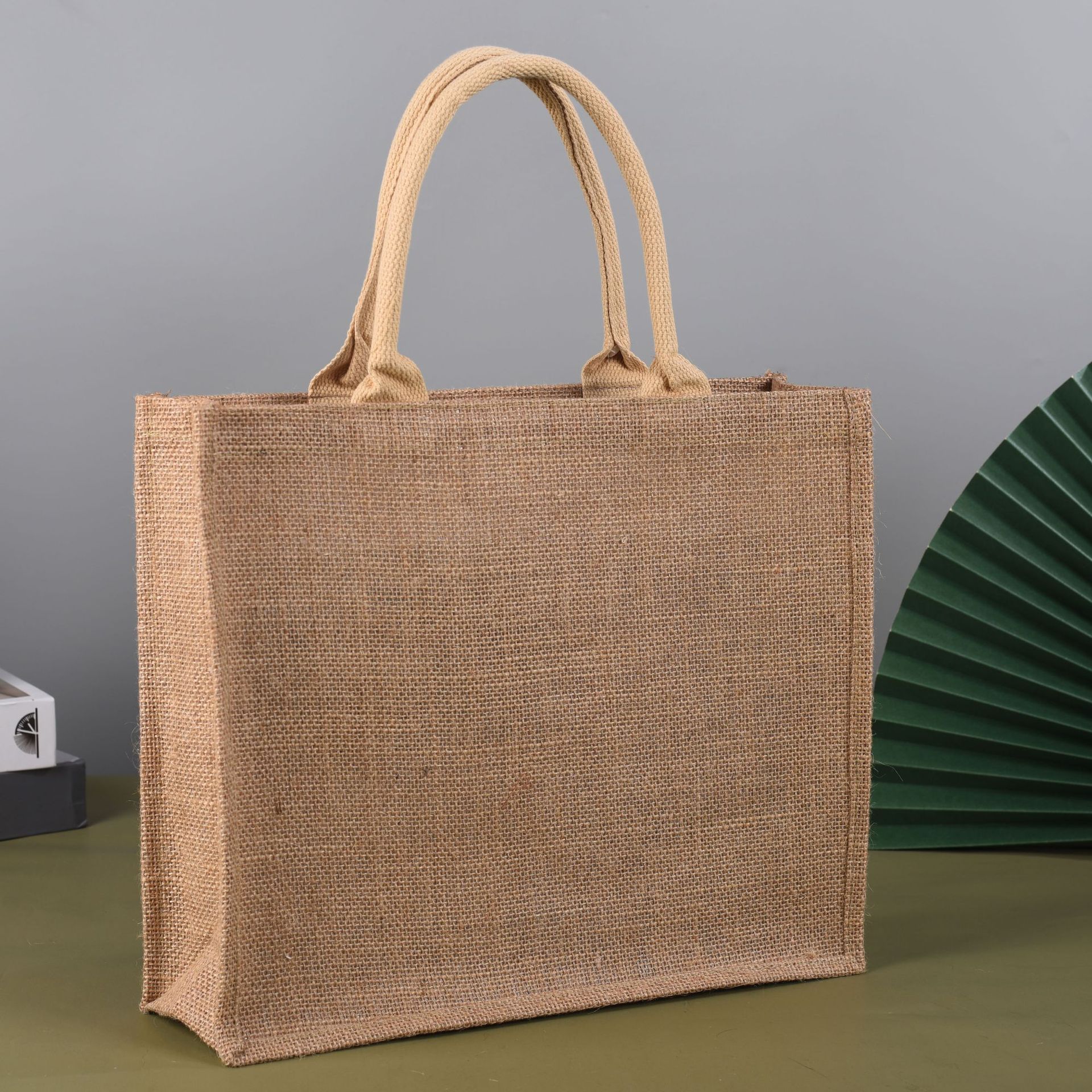 购物袋复古粗麻布编织麻布包可印logo