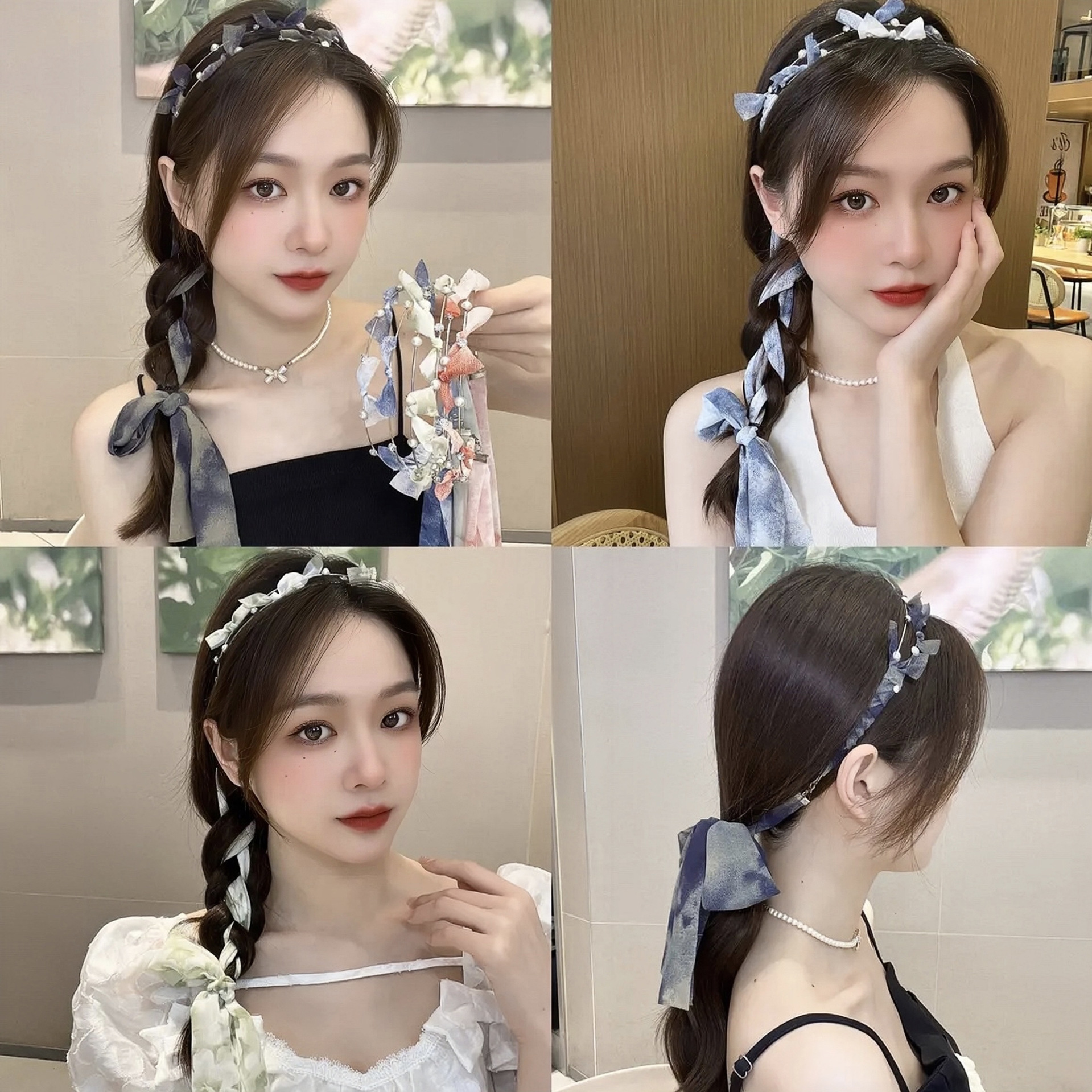 超仙珍珠飘带发箍女网红2023年新款发卡头饰绑发夏天外出发带头箍