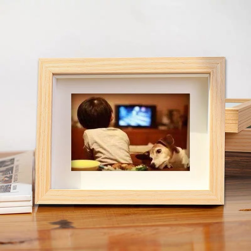 Wooden Photo Frame Seven-Inch Photo Photo Frame Photo Wash Printing Wooden Three-Dimensional Picture Frame Solid Wood Photo Frame