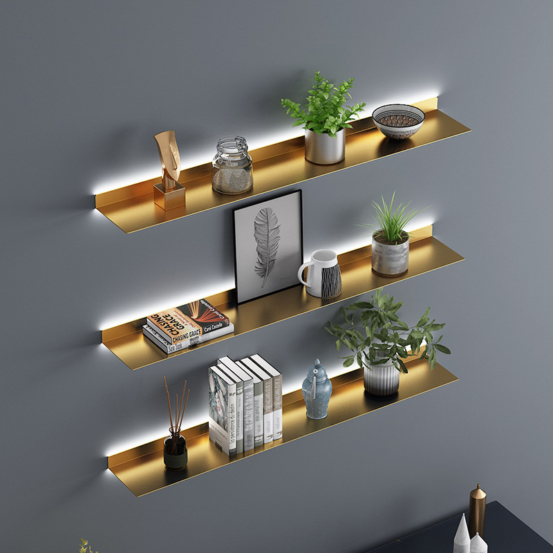 上墙书架一字隔板铝合金发光置物架壁橱挂在墙上的大容量女生卧室