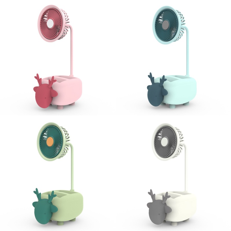 Usb Desktop Fan Cute Sheep Pen Holder Storage Rechargeable Fan Cartoon Hose Adjustable Mobile Phone Stand Little Fan