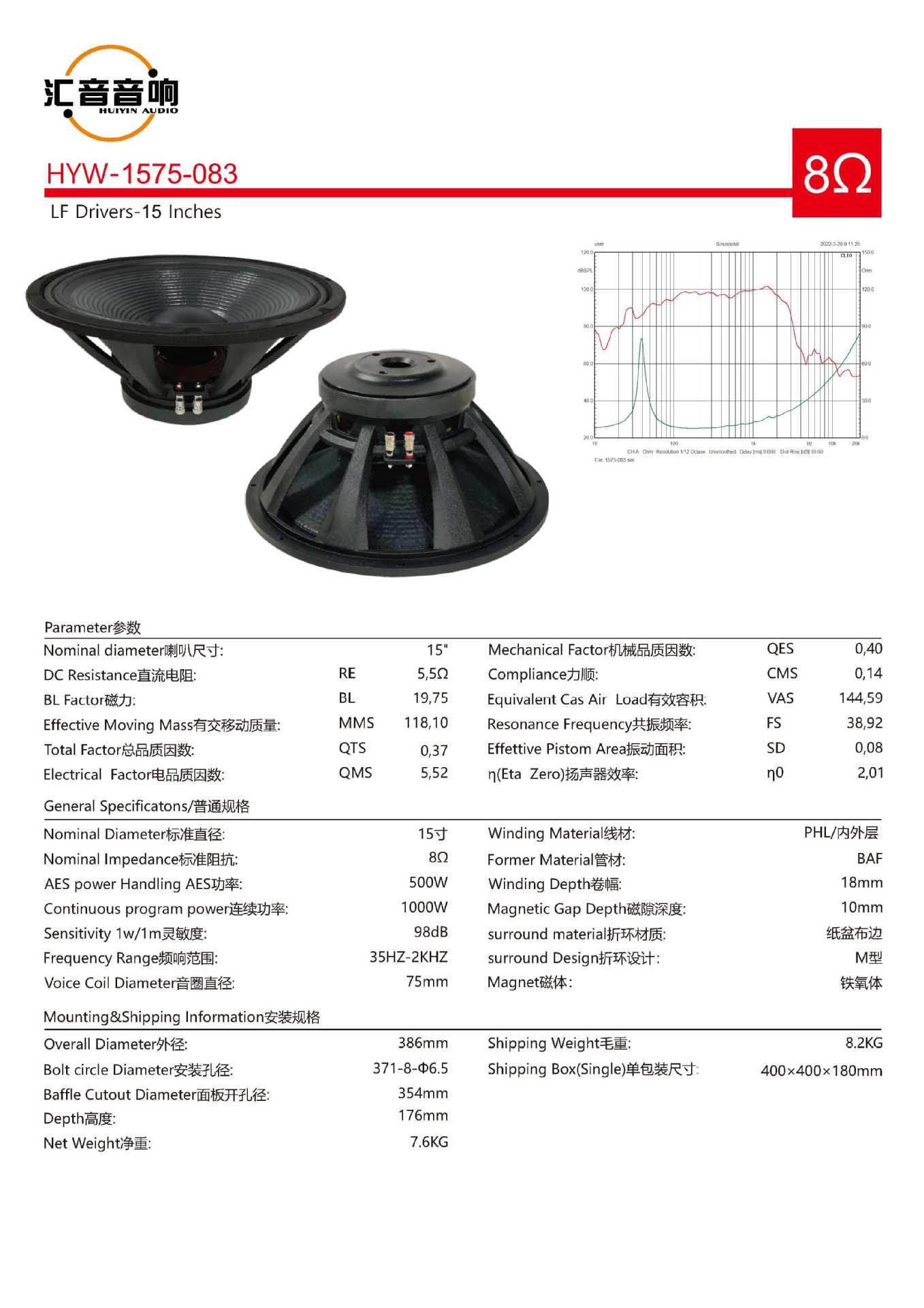 全频专业低音喇叭单元全频15寸扬声器 电动式扬声器