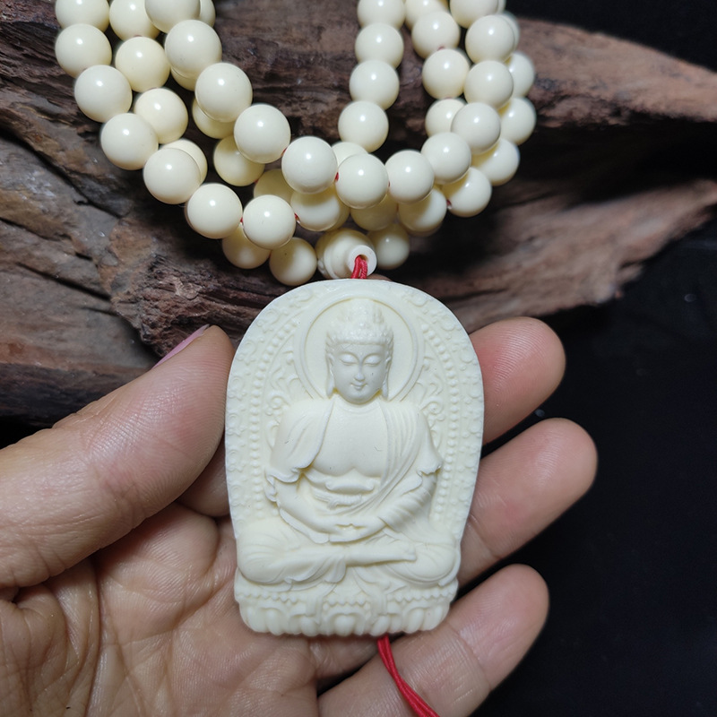 象牙果雕刻吊牌阿弥陀佛挂牌车挂吊坠项坠手串项链饰品挂件