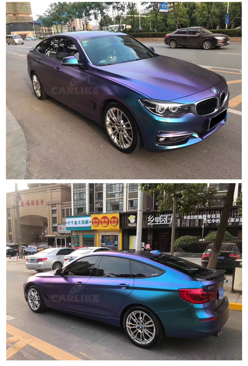 卡莱克亮哑面钻石紫魅蓝幻彩变色龙改色膜整车珠光炫彩装饰改装膜