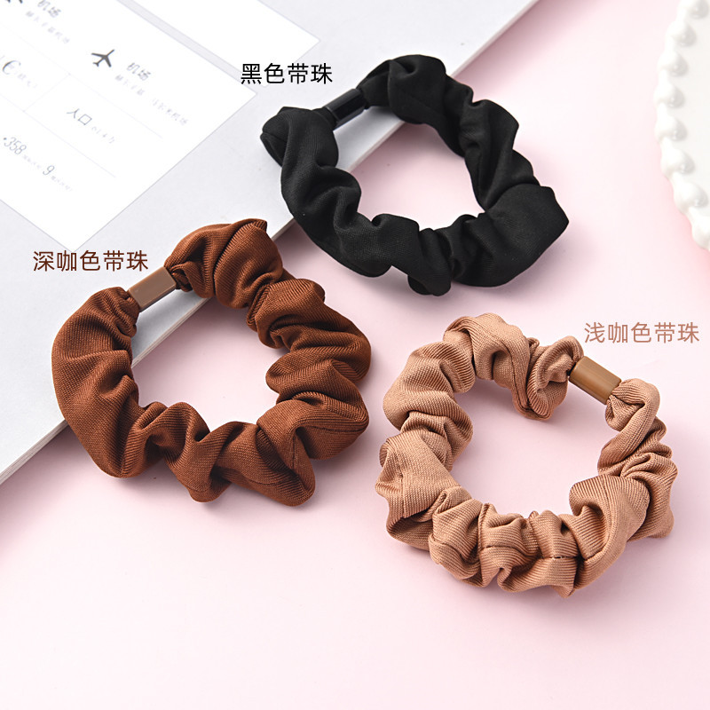 Korean Style Solid Color Comfortable Texture Large Intestine Ring Hair Rope All-Match Brown Hair Band Black Rubber Band Fresh Cloth Rope