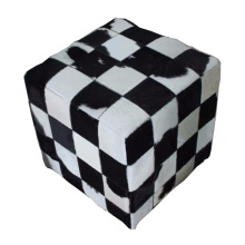 Cube pouf ottoman奶牛皮小方凳毛毛皮矮凳换鞋凳沙发脚踏妆凳墩