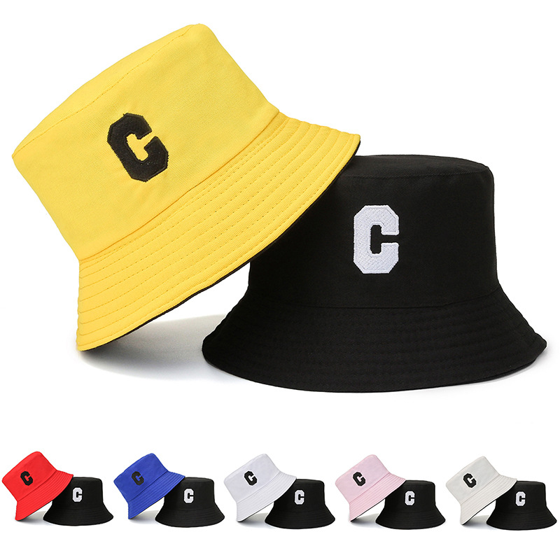 Bucket Hat Men's and Women's Couples Double Sided Embroidery Bucket Hat All-Match Face-Showing Small Hat Customizable Logo