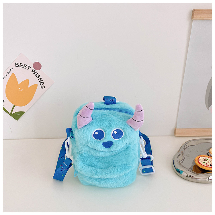 Cute Strawberry Bear Shoulder Bag New Plush Toy Messenger Bag Cartoon Sullivan Doll Bag Girl Heart Portable