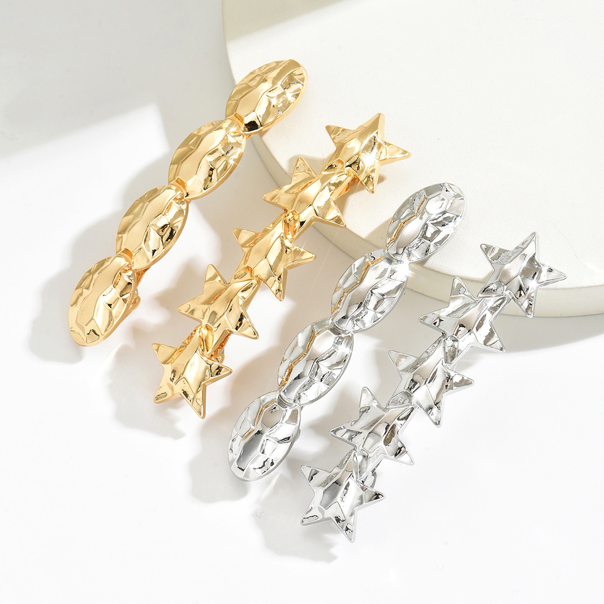 new metal barrettes five-pointed star personality spring clip oval barrettes cold style headdress