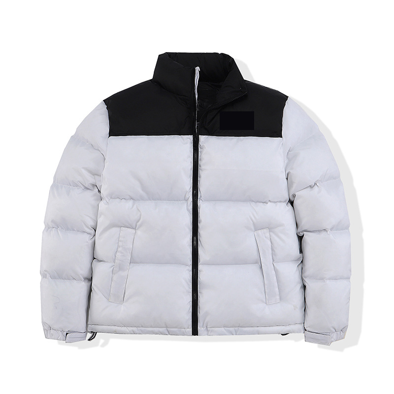 Cross-Border Supply Autumn and Winter Contrast Color Couple down Cotton-Padded Jacket Loose Thick Warm Quilted Jacket Stand Collar Cotton-Padded Coat